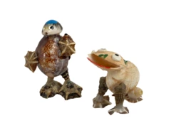 Lot of 2 Miniature Seashell Animals Frog And Turtle Collectible Figurine 