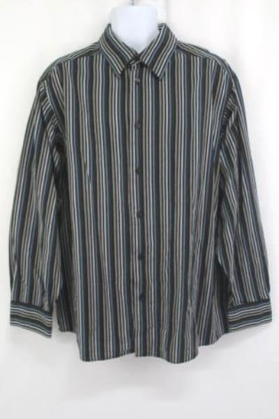 Ratio Claiborne Company Men's Button Up Shirt Stripped Long Sleeved Size XXL