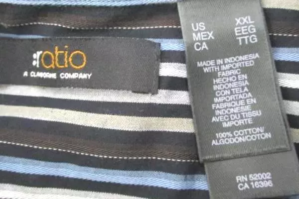 Ratio Claiborne Company Men's Button Up Shirt Stripped Long Sleeved Size XXL