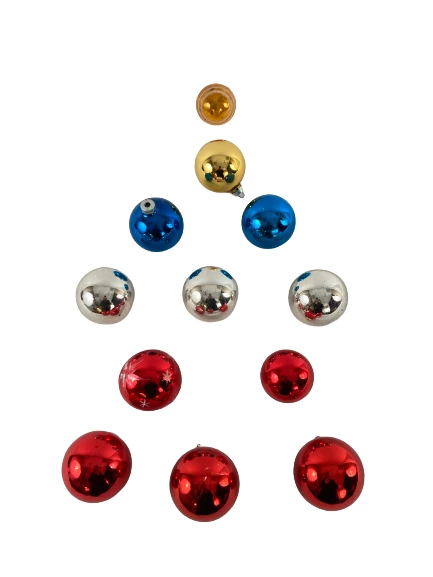 Box Of 12 Assorted Color Glass Ball Christmas Ornaments Hanging Holiday Shiny