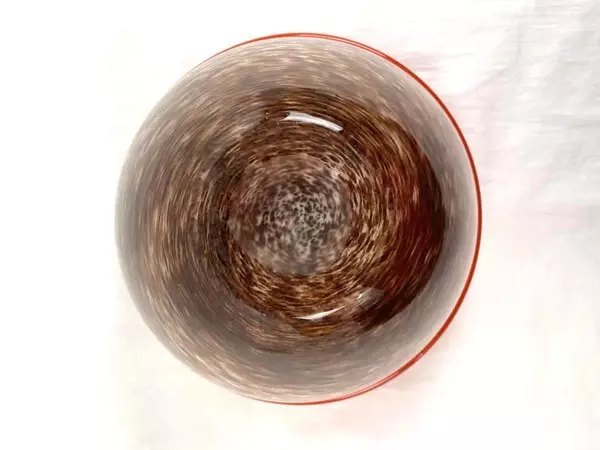 Speckled Terracotta Bowl with Orange Rim 9.5" Diameter Very Good Condition