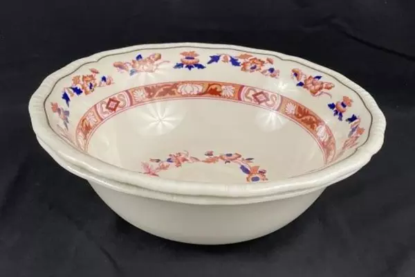 Set of 2 Vintage Royal Doulton Berkshire Vegetable Bowls White Rust Blue Flowers