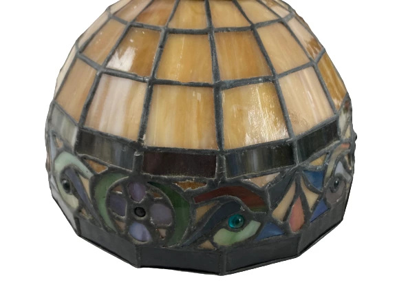 Pair of Tiffany Style Electric Stained Glass Hanging Lamps With Dimmer Switches