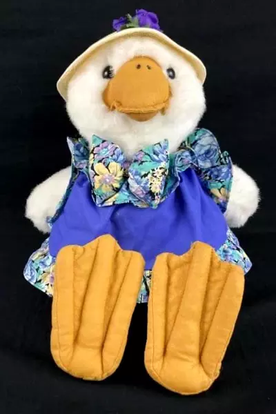 1993 Plush Creations Plush White Duck With Dress And Hat