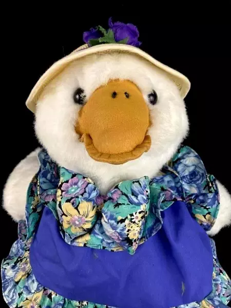 1993 Plush Creations Plush White Duck With Dress And Hat