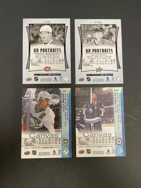 Lot of 4 Upper Deck MVP NHL Hockey Cards 2016-2017 Mint Condition