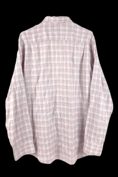 Banana Republic Men's Pink Gray Plaid Button-Front Shirt XL 17-17.5 Slim Fit