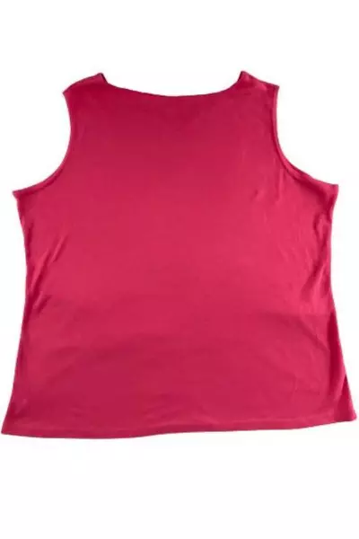 Turtle Bay Women's XL Pink Sleeveless Top Rhinestones Beaded Bust