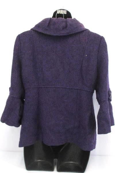 Purple Peacoat Jacket Girl Youth Size SM Lined Large Buttons Flare Sleeve