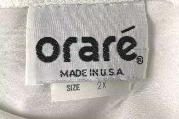 Vintage Orare Women's Top 2X White Chiffon Sheer Short Sleeves Stain