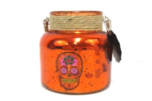 Lot of 2 Votive Candle Holder Christmas Winter Tree Halloween Day of Dead Skull