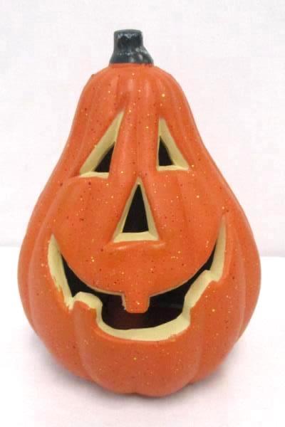 Lot of 3 Halloween Decor Glitter Pumpkin Figure Statues Door Mat Wall Hang