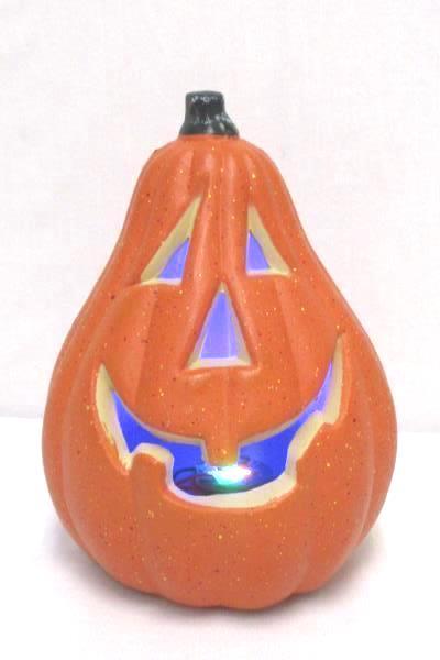 Lot of 3 Halloween Decor Glitter Pumpkin Figure Statues Door Mat Wall Hang