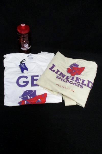 Linfield College Lot: Sanitizer Keychain Laundry Bag T-Shirt M and Water Bottle