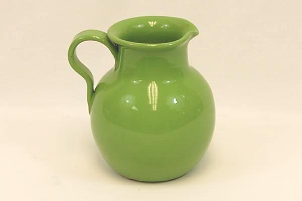 Vibrant Green Glazed Pottery Pitcher Made In Italy 7.5" Tall Kitchen Home Decor