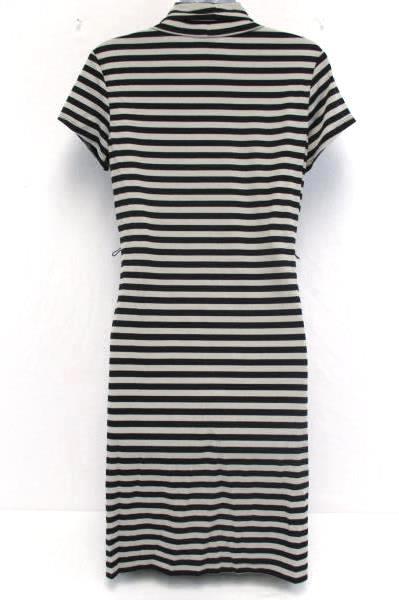 Liz Claiborne Stretch Striped Dress Black and Grey Above Knee Cowl Women's Sz 6