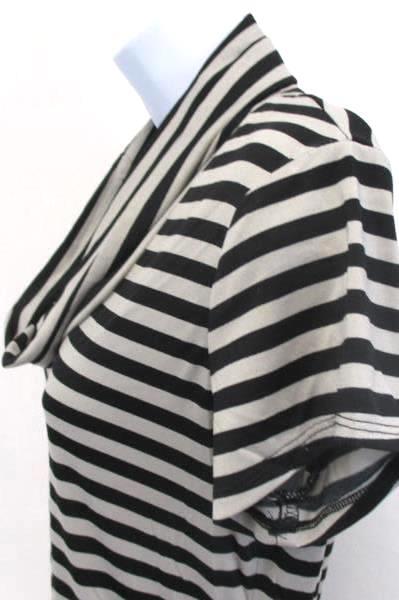 Liz Claiborne Stretch Striped Dress Black and Grey Above Knee Cowl Women's Sz 6