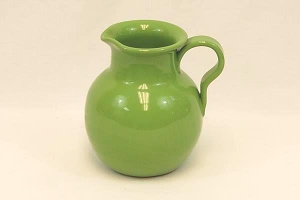 Vibrant Green Glazed Pottery Pitcher Made In Italy 7.5" Tall Kitchen Home Decor