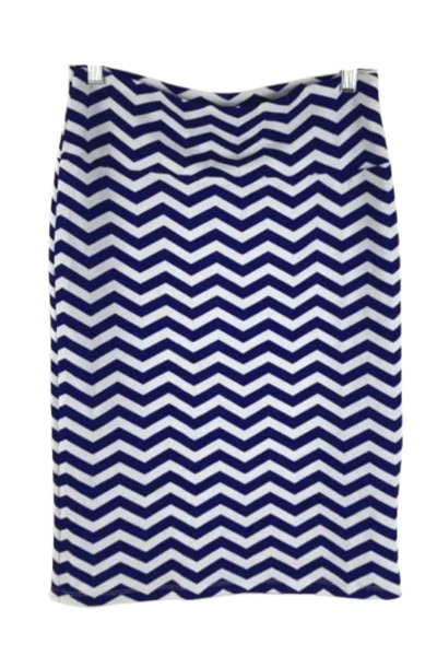 Lot of 2 LuLaRoe Skirts Cassie Knit Pencil Bright Chevron Women's Size Medium