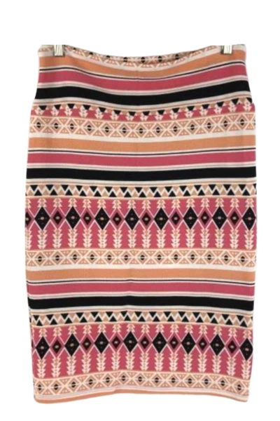 Lot of 2 LuLaRoe Skirts Cassie Knit Pencil Bright Chevron Women's Size Medium