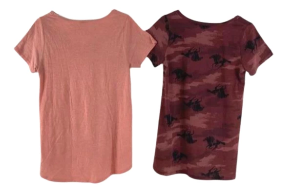 Lot of 2 LuLaRoe Irma Tops XS Coral Pink & Dark Pink Horse Print Shirts