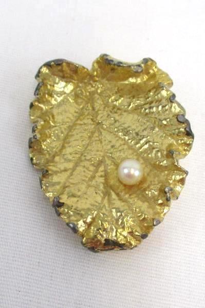 Lot of 3 Vintage Gold Tone Broach Pins Pear Rhinestone Accents Trifari Usner