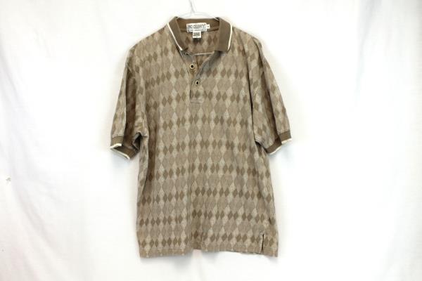 Men's Pro-Celebrity Polo Shirt Tan Cream Geometric Cotton/Poly Size M