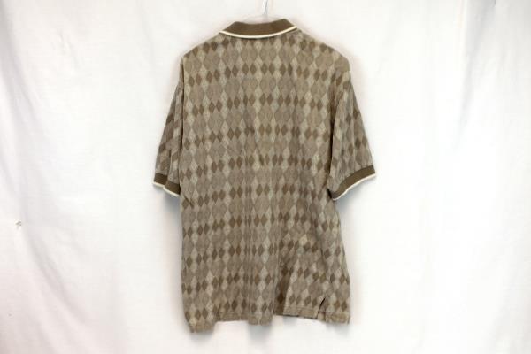 Men's Pro-Celebrity Polo Shirt Tan Cream Geometric Cotton/Poly Size M