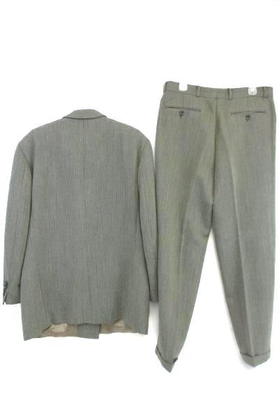 Hugo Boss Gray Tweed Herringbone Wool Pleated Front 2 Piece Suit 44L 36 x 31