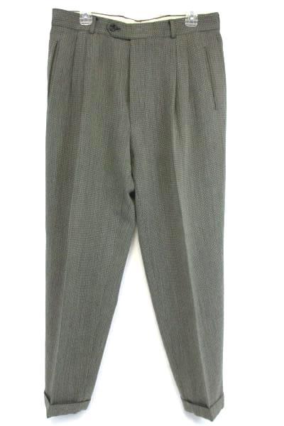 Hugo Boss Gray Tweed Herringbone Wool Pleated Front 2 Piece Suit 44L 36 x 31