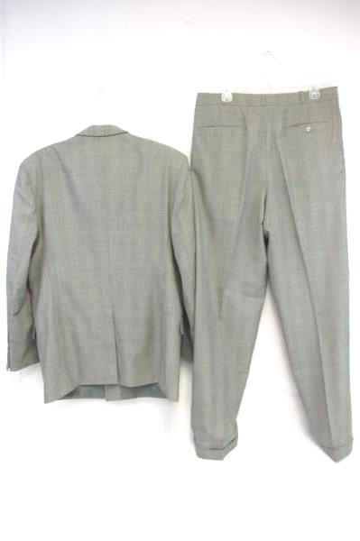 Executives Closet 2 Piece Suit Custom Tailored Gray Checkered Men's 44L 36W 34L