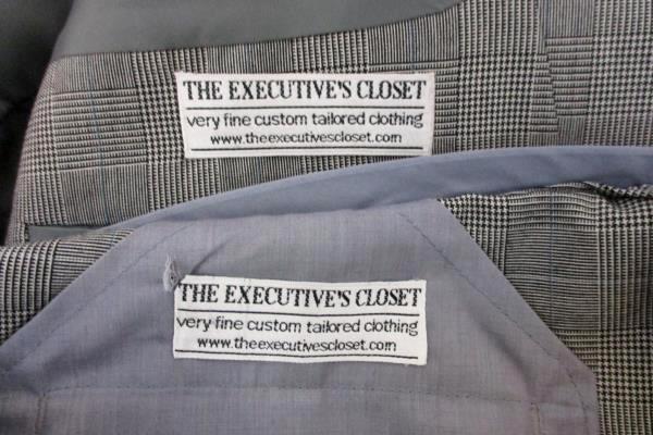 Executives Closet 2 Piece Suit Custom Tailored Gray Checkered Men's 44L 36W 34L