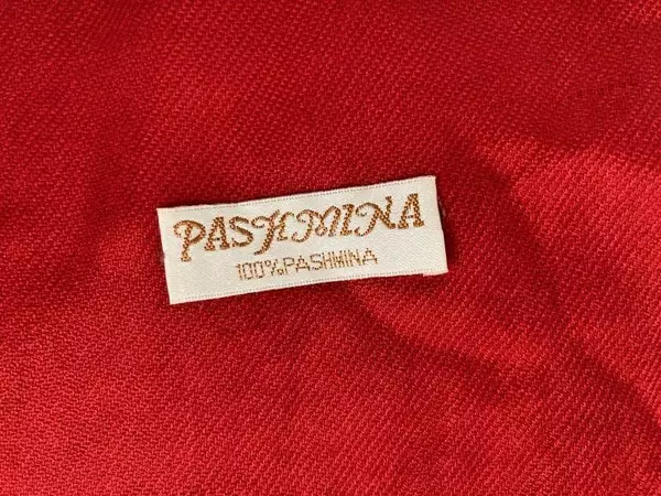 Vintage Pashmina Red Scarf Wrap with Fringe 72.25" Long Good Condition