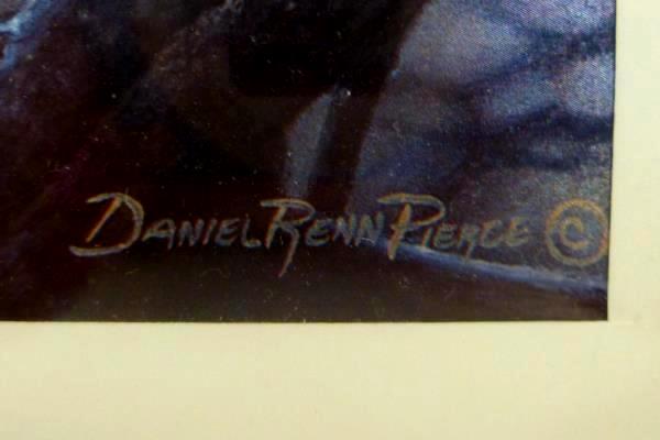 Metallic Foil Print Bald Eagle Perched on Log by Lake Daniel Renn Pierce Signed