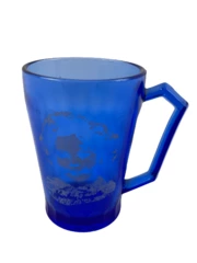 Vintage Hazel Atlas Ritz Cobalt Blue Shirley Temple Mug Worn Paint DIY Upcycle