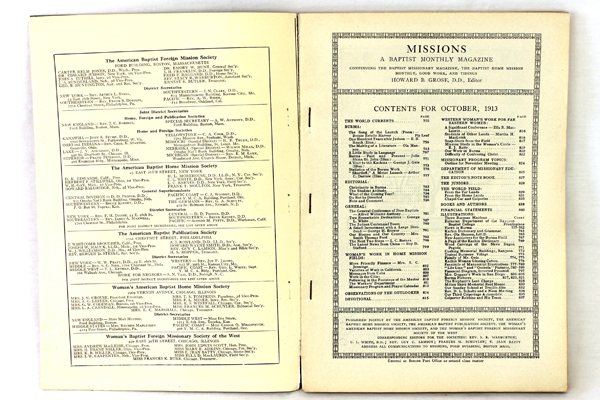 Missions Baptist Monthly Magazine Antique Softcover Book October 1913
