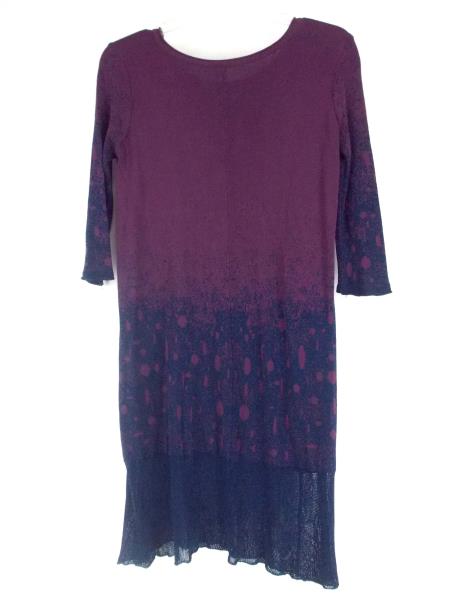 MORDENMISS Tunic Sweater Dress Stretch Purple & Blue 3/4 Sleeve