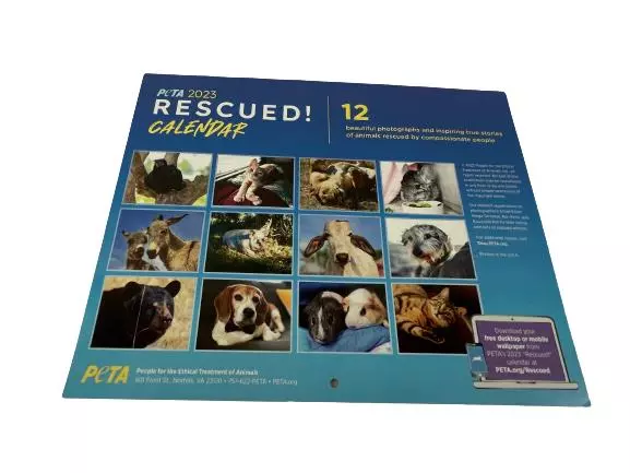 Peta 2023 Wall Calendar Assorted Rescued Rescue Animal Themes