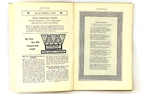 Missions Baptist Monthly Magazine Antique Softcover Book October 1913