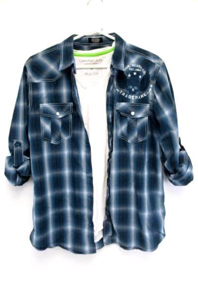 Layered Shirt Set Calvin Klein Tee And Eighty Eight Platinum Button Up Sz M