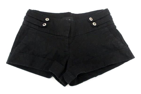 Womens Twenty One Black Cuffed Button Detail 2 Pockets Stretch Short Shorts Sz S