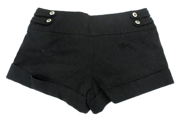 Womens Twenty One Black Cuffed Button Detail 2 Pockets Stretch Short Shorts Sz S