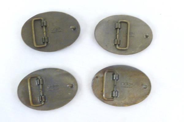 Lot of 4 Oden Brass & Woodgrain Personalized Nameplate Belt Buckles Made in USA