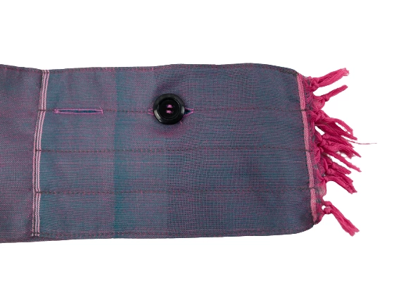 Pepy Pink Purple Fringe Scarf Hidden Zipper Pocket Button Closures