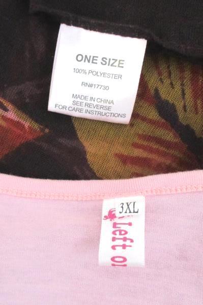 Left or Right Women's Pink Shirt 3/4 Sleeve Plus Size 3X Floral Scarf One Size