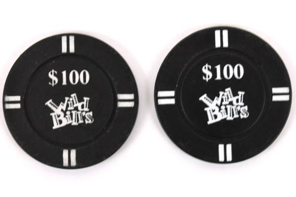 Lot of 5 Wild Bill's Party Casino Chips $1 $5 $25 $100 Poker Table Games Charity