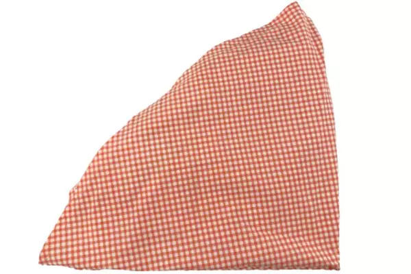 Lot of Orange & White Plaid Tablecloth 60x80 & 6 Napkins Good Condition