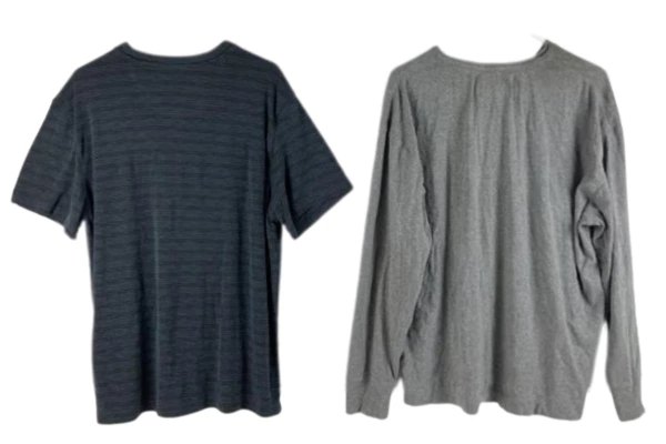 Lot of 2 Men's Large Van Heusen & Red Head Shirts Gray Black Stripes Pullover