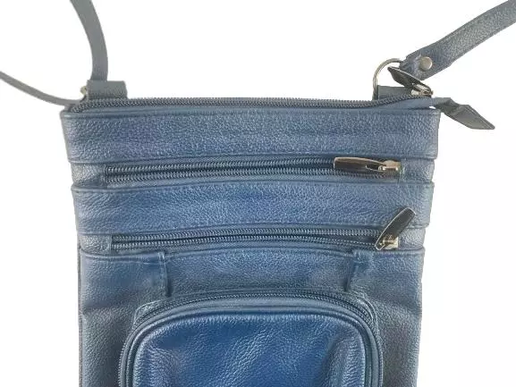 Navy Blue Crossbody Purse with Adjustable Strap & Silver Hardware, Pre-Owned