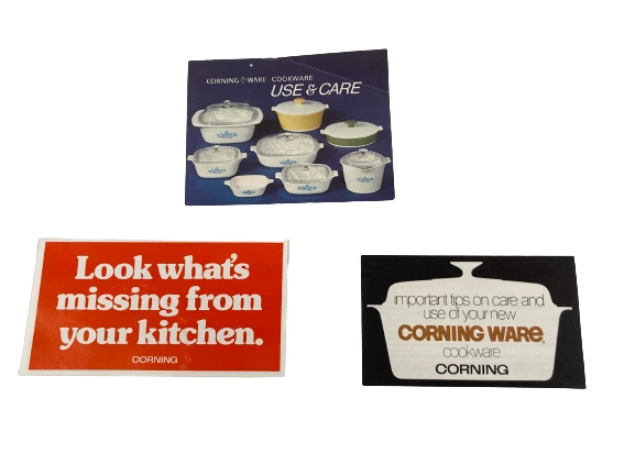 Lot of Vintage Corning Ware Cookware Use & Care Paper Collectibles